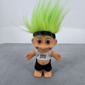 Vintage 90s Russ Troll Gym Troll Doll 8 In Green Hair Workout Outfit 18527